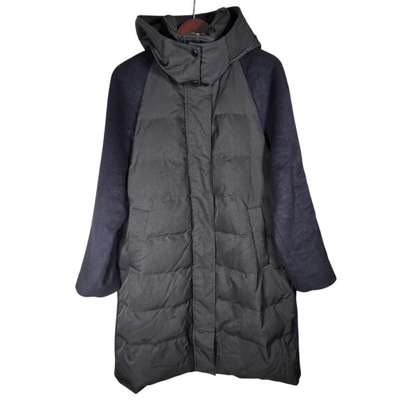 Jason Wu Jackets & Blazers - Jason Wu Collective Contrast Mixed Media Puffer Coat Womens Medium Blue Black